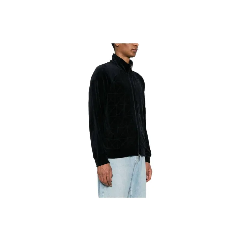 EMPORIO ARMANI Allover Chenille Pattern Zip-Up Sweatshit-1