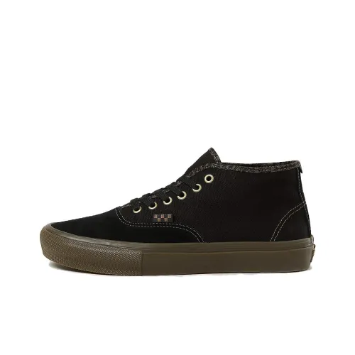 Vans Skate Authentic Non slip Lightweight Mid Top Skateboard Shoes Men's Black