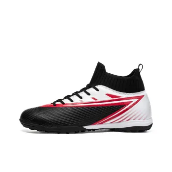 MEKY Soccer Shoes Men High Top Black/White/Aqua