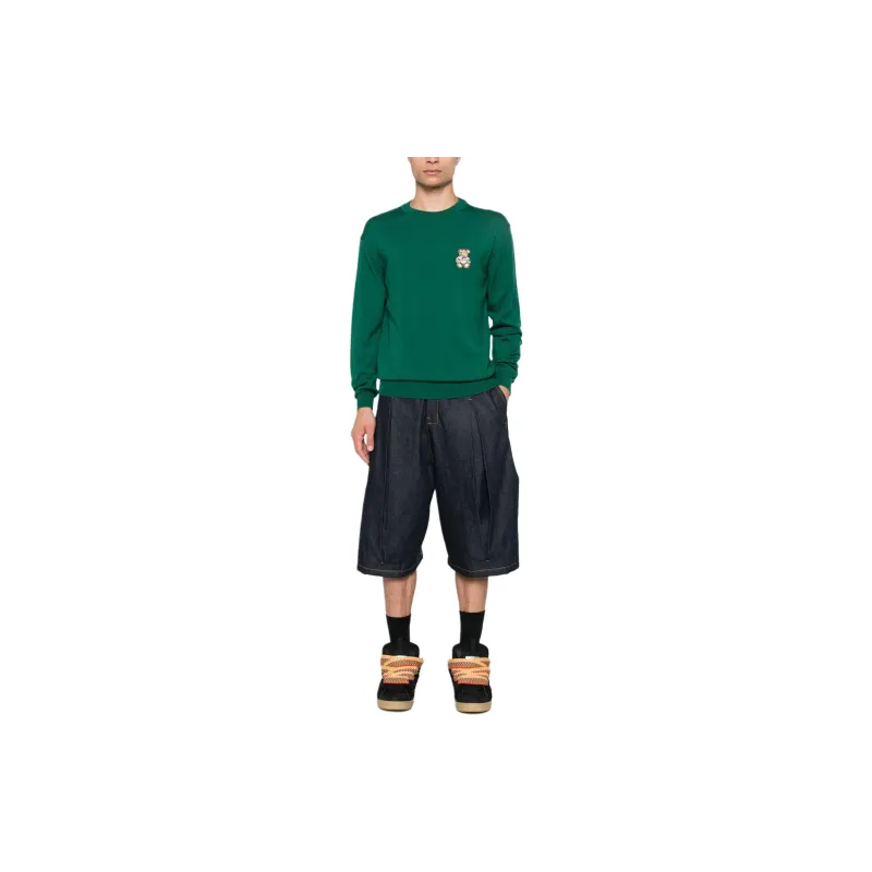 MOSCHINO Teddy Bear Patch Crewneck Knitted Jumper-1