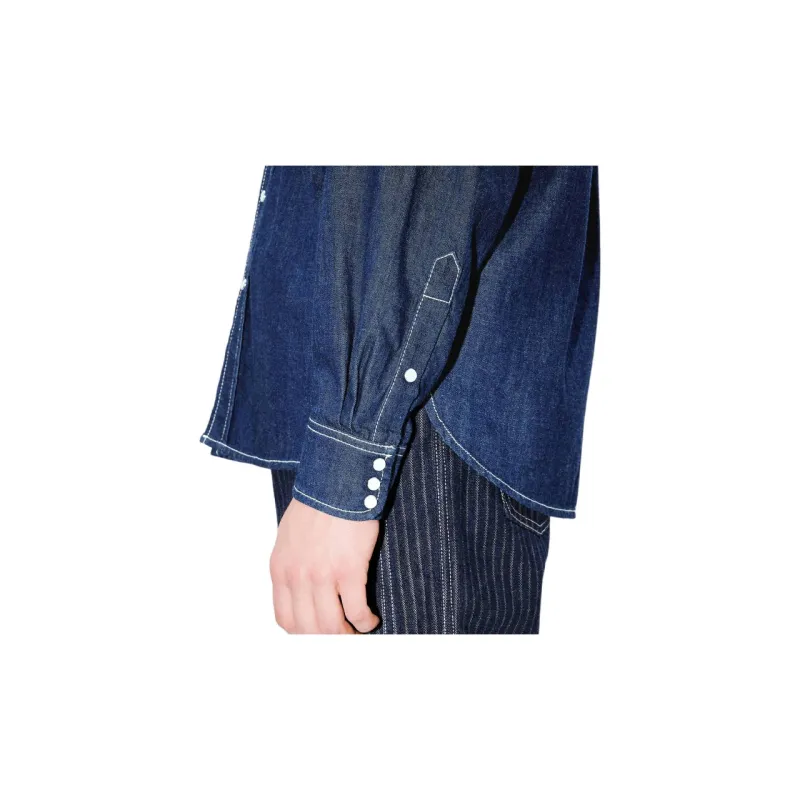 KENZO Logo Embroidered Buttoned Denim Shirt-6