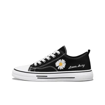 Little Daisy Small Daisy Height Increasing Wear-Resistant Breathable Slip-Resistant Low-Top Canvas Shoes Men's Black