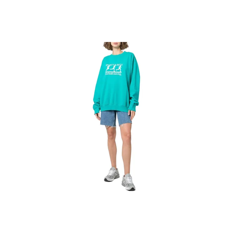 SPORTY & RICH Logo Print Crewneck Sweater-3
