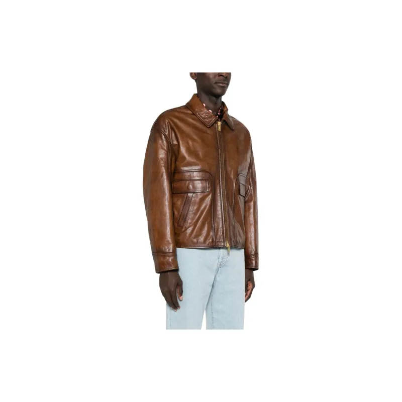 Golden Goose Deluxe Brand Long Sleeved Zipped Leather Jacket-3