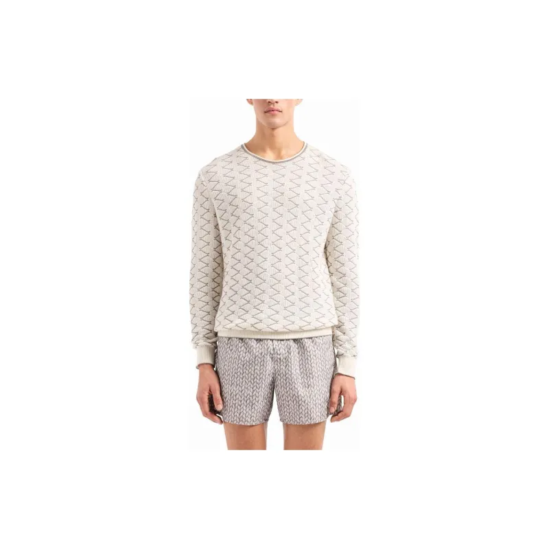 GIORGIO ARMANI Zigzag embroidered Round neck Jumper-1