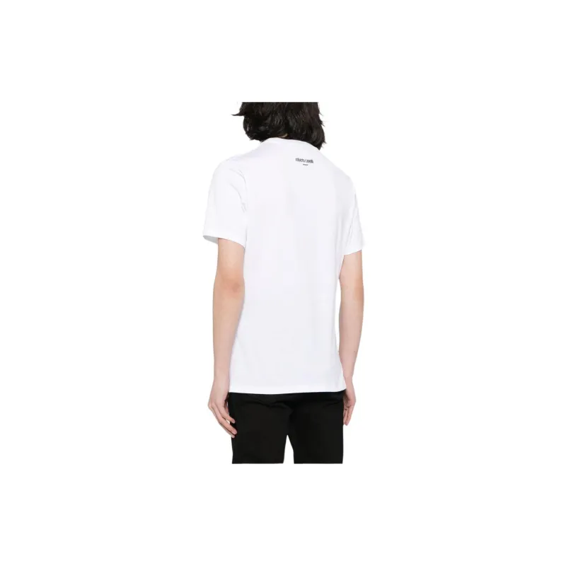 Roberto Cavalli Rhinestone logo Cotton T shirt-2