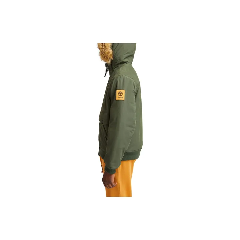 Timberland Solid Color Hooded Puffer Jacket Men's Green Suitcase-6