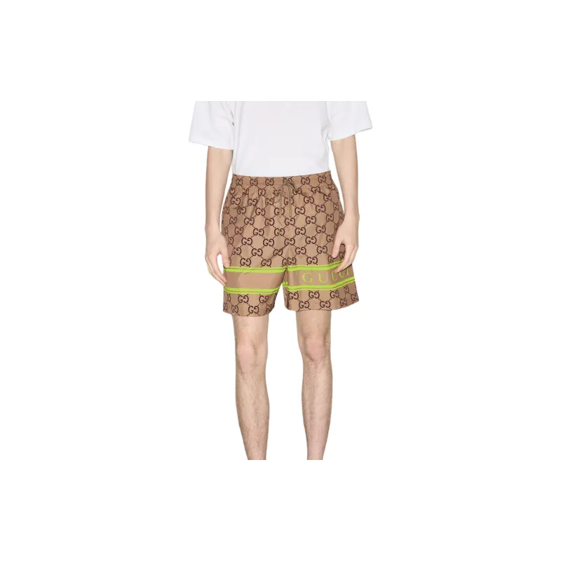 GUCCI Monogram print Drawstring Swim Shorts-2