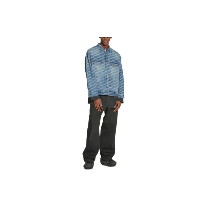Balenciaga FW22 Denim Jacket Unisex Fitted Style Blue-3