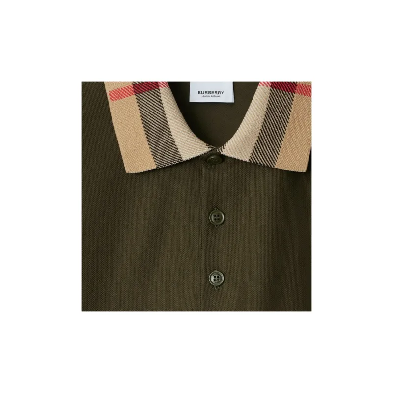Burberry Checkered collar Cotton Polo Shirt-4