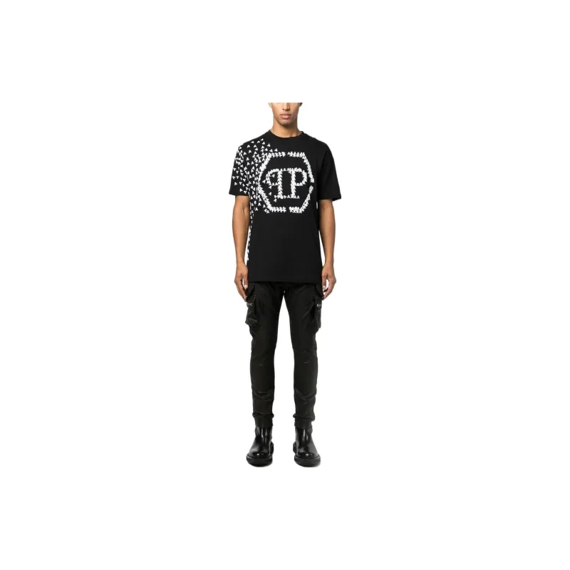 PHILIPP PLEIN Skull Bones Logo Printed Crewneck T-Shirt-1