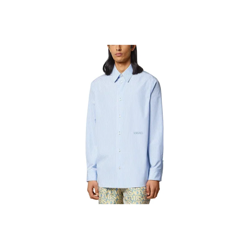 VERSACE Seashell Baroque Striped Buttoned Shirt-1