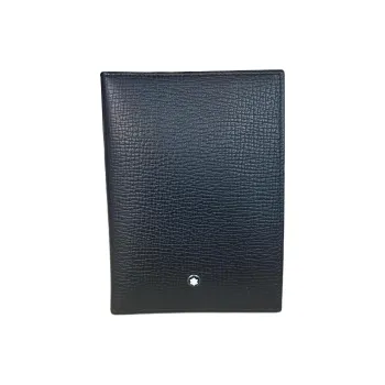 MONTBLANC Litchi Grain Cow Leather Passport Holder Men's Black