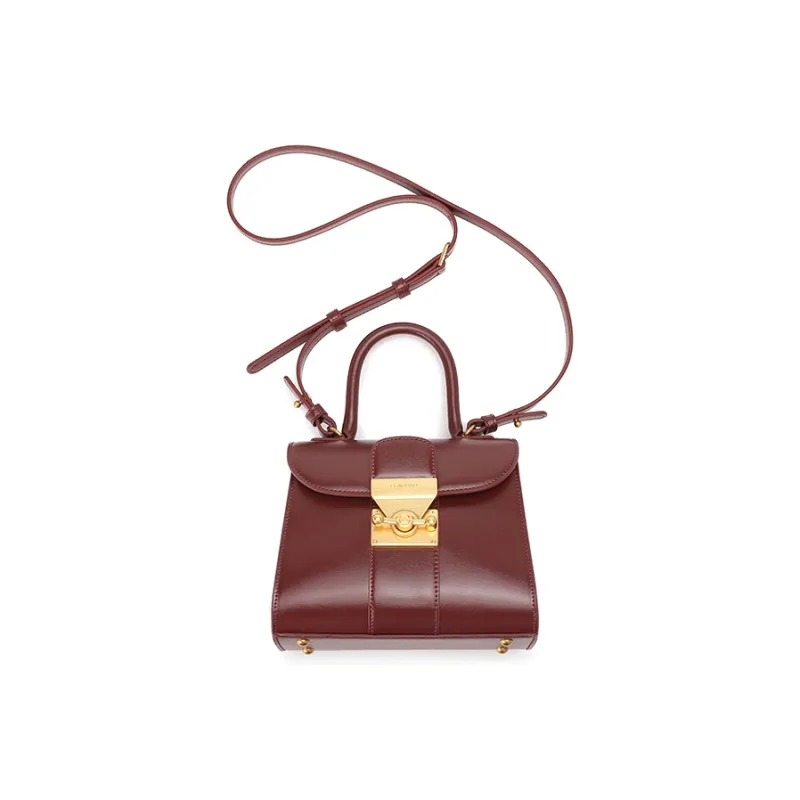 Clannad Cow Leather Shoulder Bag, Crossbody Bag, Handbag Small Size Women's Burgundy-3