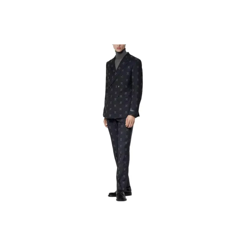 LOUIS VUITTON Double Breasted Wool Pont Neuf Jacket Jackets Coats Men's Marine Blue-1