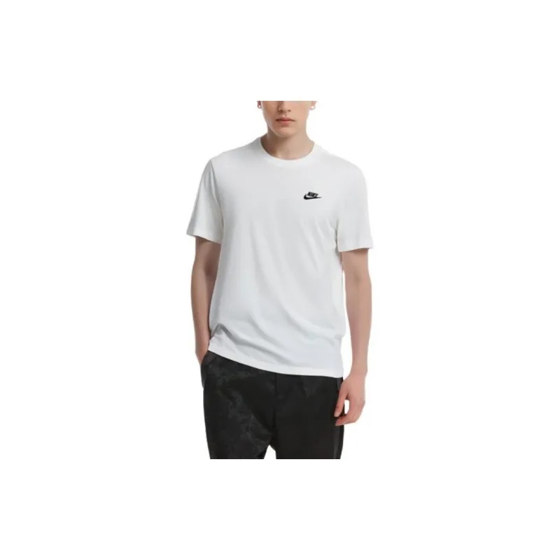 Nike Sportswear Club Men's Cotton Short-Sleeve T-Shirt White-5