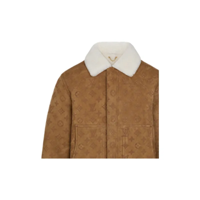 LOUIS VUITTON Leather Jacket Men's Brown-3