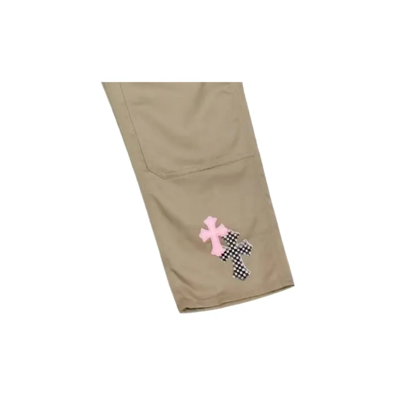 Chrome Hearts Pink & Checkered Cross Patch Carpenter Pants-5