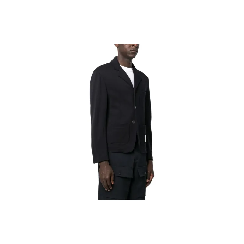 THOM BROWNE Logo Patch Single Breasted Blazer-4