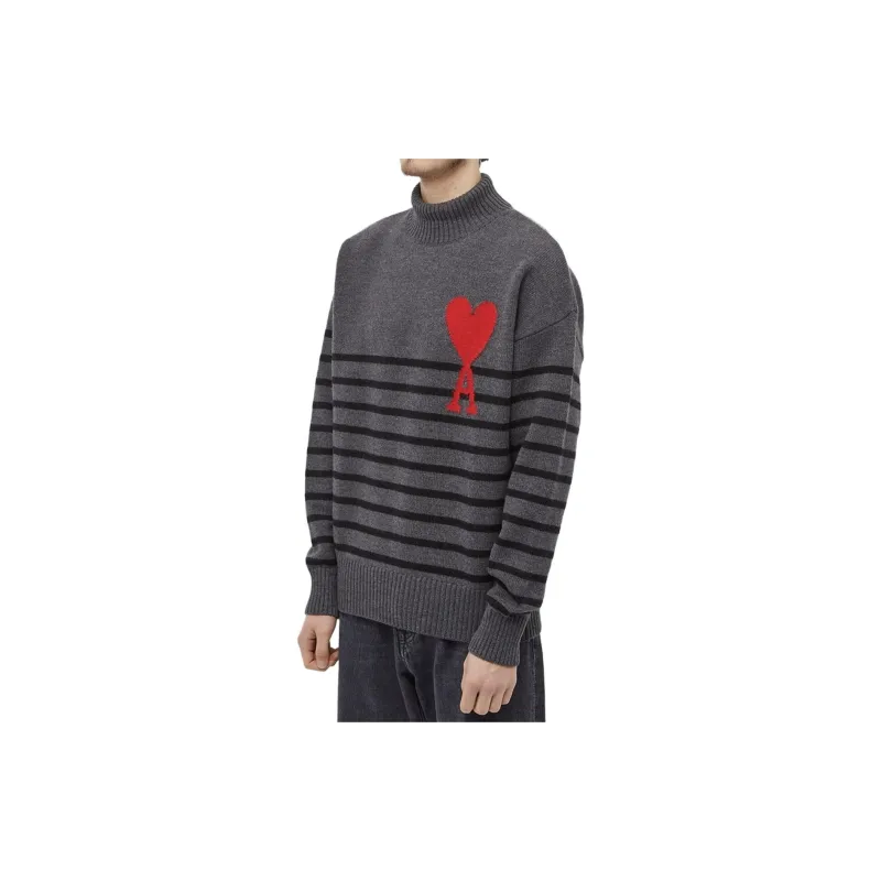 AMIPARIS Oversize Stand Up Collar Striped Sweater-1