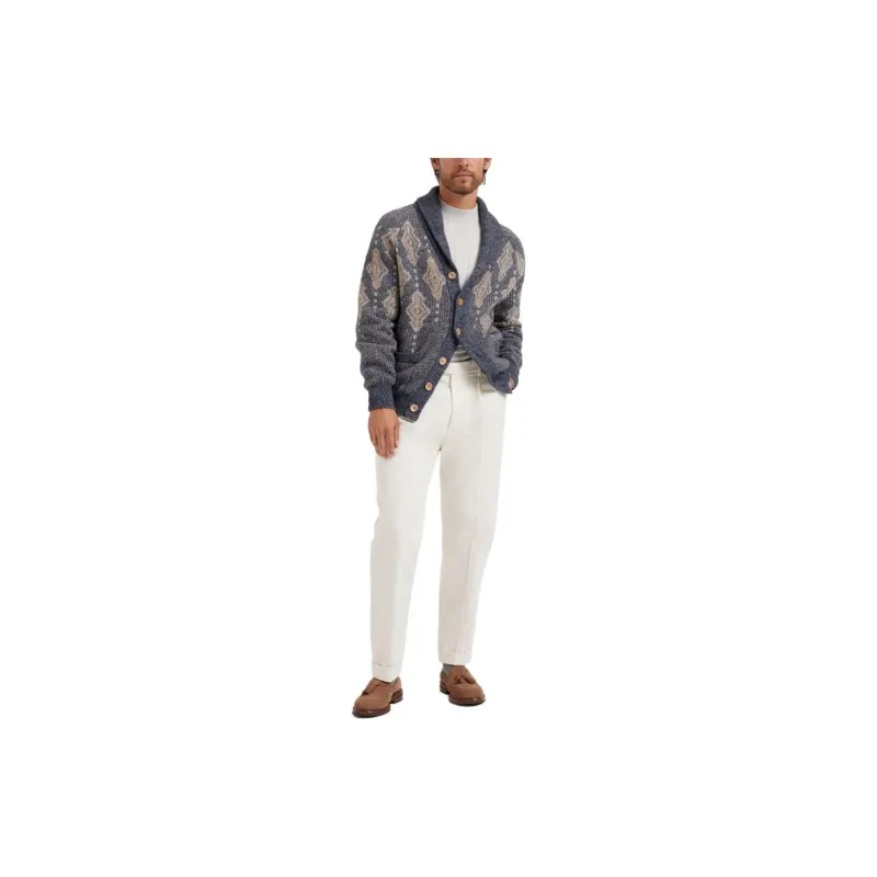 Brunello Cucinelli Geometric Jacquard Buttoned Cardigan-1