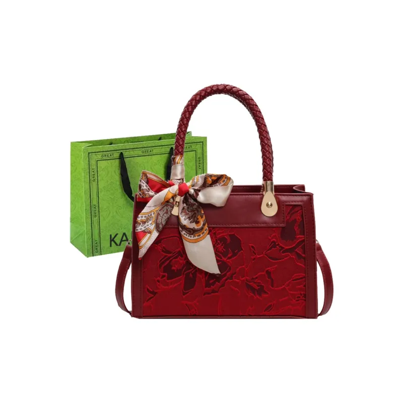 KARUISHA PU Patchwork Shoulder Bag Regular Women's Red/Burgundy-15