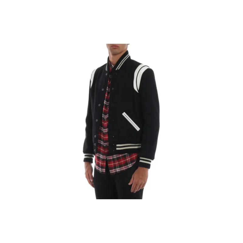SAINT LAURENT Snap Buttoned Teddy Bomber Jacket-3