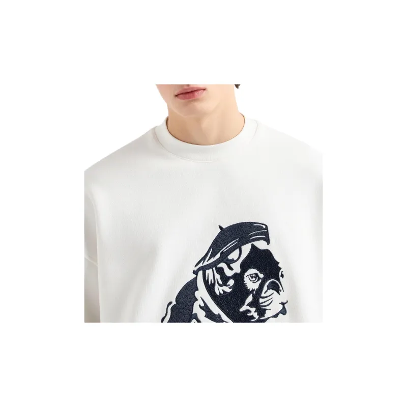 EMPORIO ARMANI Bulldog Embroidered Crewneck Sweatshirt-3