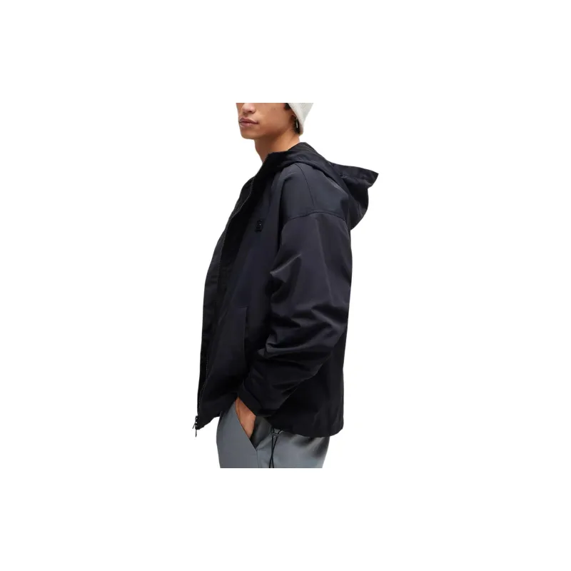 HUGO BOSS WATER REPELLENT HOODED WINDBREAKER WITH STACKED LOGO BADGE Jackets & Coats Men's Black-3