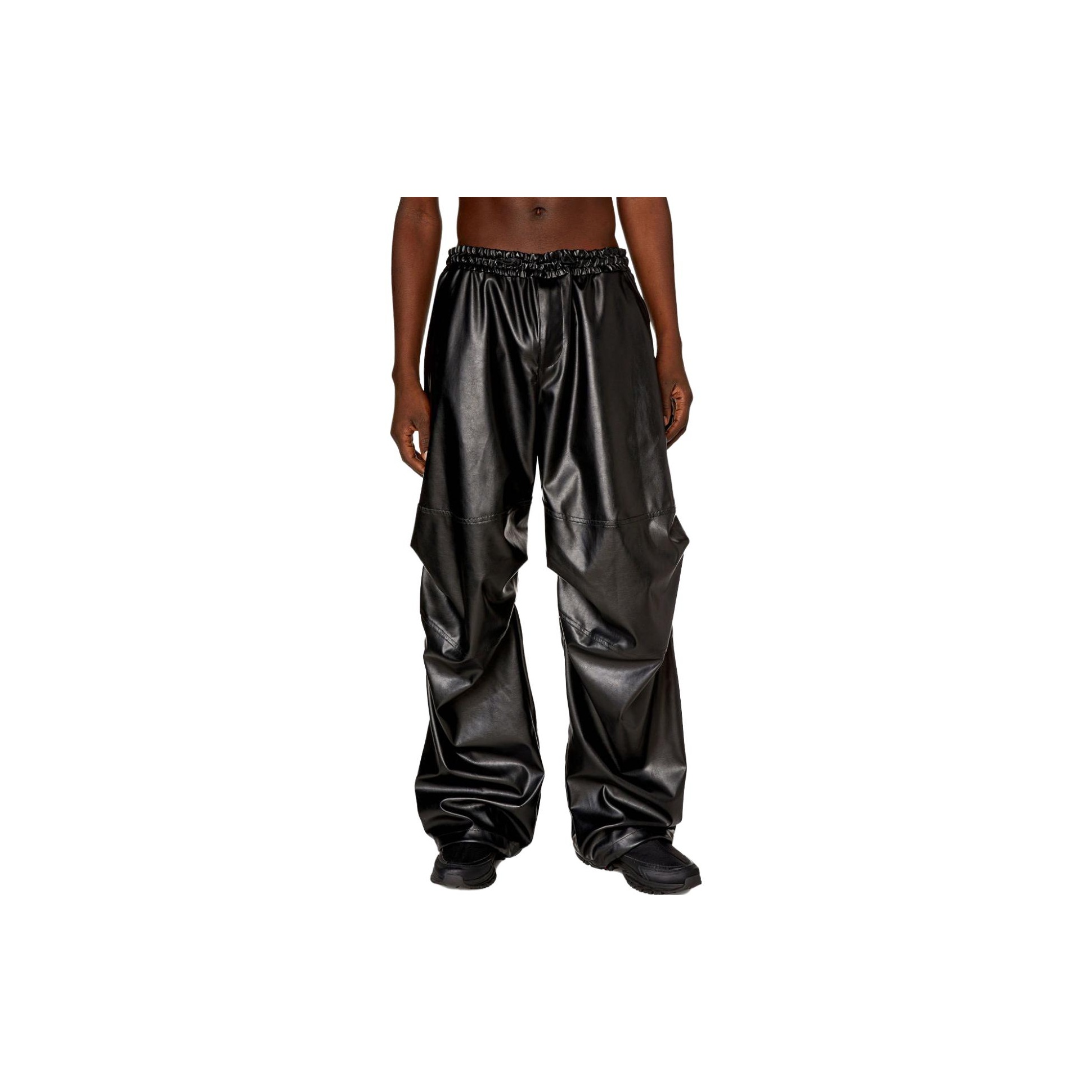 定価/90,200- 新品 DIESEL P-REVOL フェイクレザーパンツ DIESEL FW23 Leather Pants Men's Black 48 - POIZON