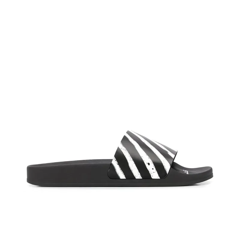 OFF WHITE Spray Stripes Slider Black White SS20-1