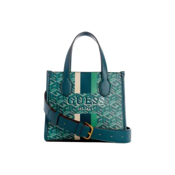 GUESS Leather Tote Bag Shopping Bag Handbag Mini Women's Green
