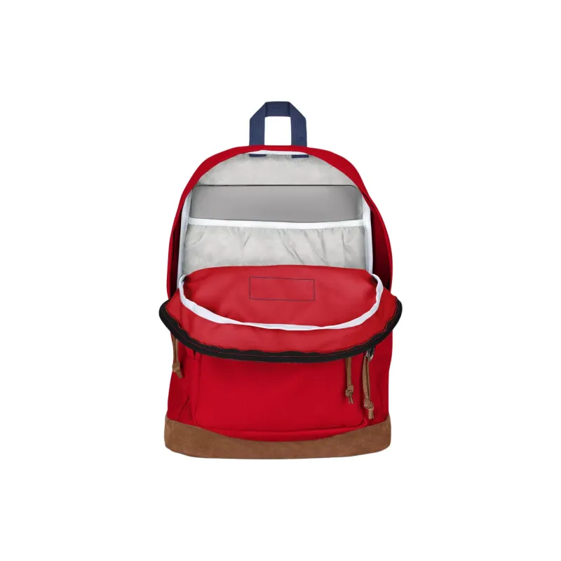 JanSport Fabric Bonded Suede Backpack Unisex Red-4