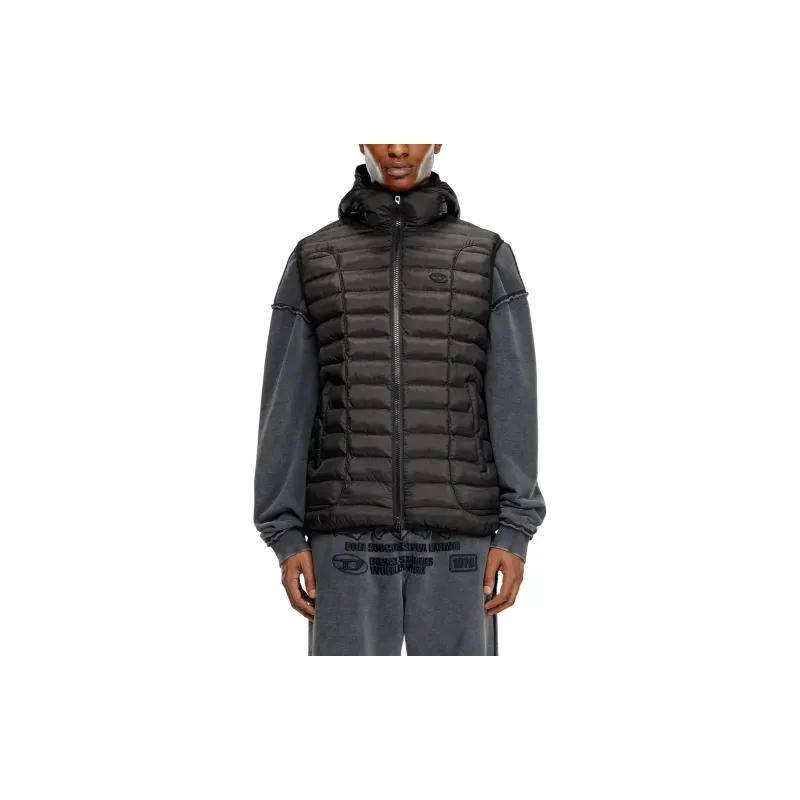 DIESEL W Temple Hooded Puffer Vest-1