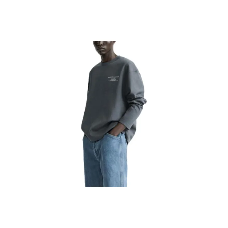 ZARA Sweatshirts Men Gray-4