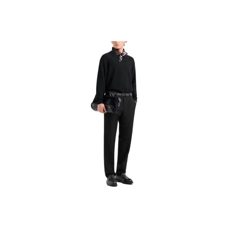 EMPORIO ARMANI Mock neck Jumper In Virgin Wool With A Micro textured Weave-1
