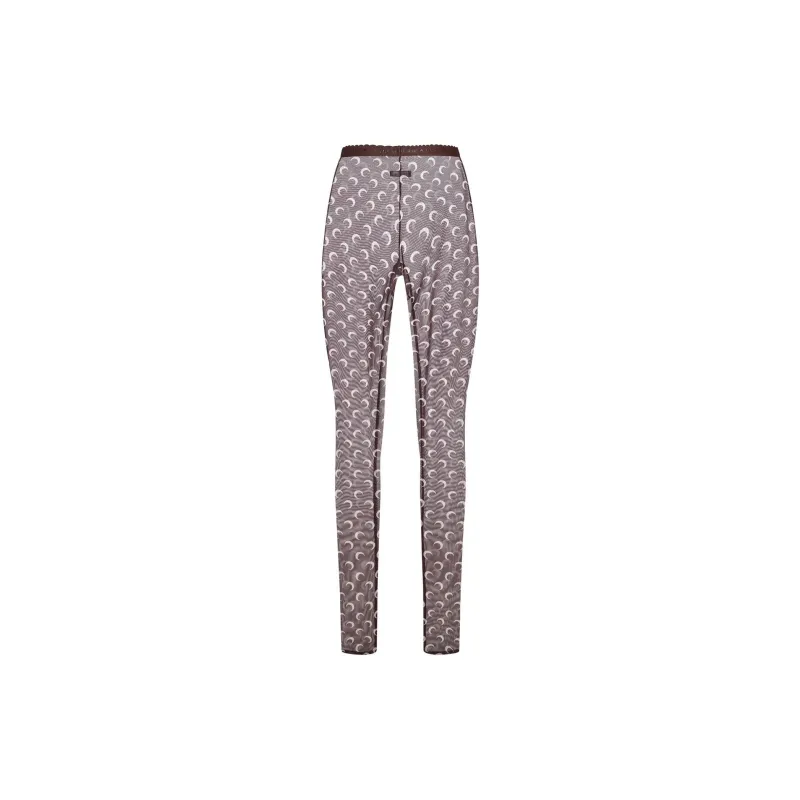 Marine Serre Moon Printed Mesh Tights 'Brown'-1