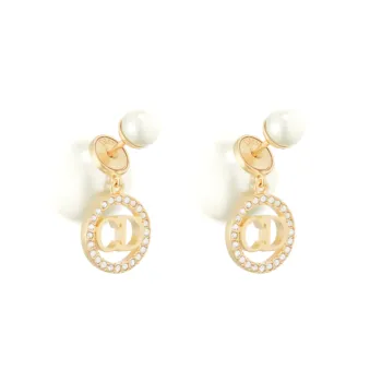 DIOR Silver Gray Earrings Women's