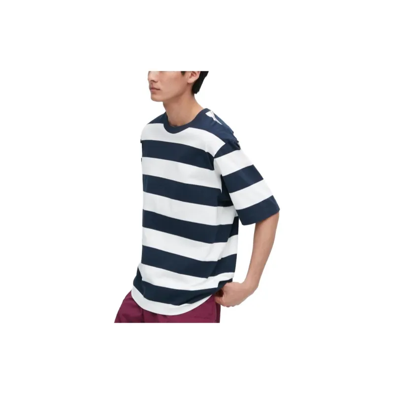 UNIQLO Drop Shoulder Sleeve T Shirt Unisex Navy Blue-2