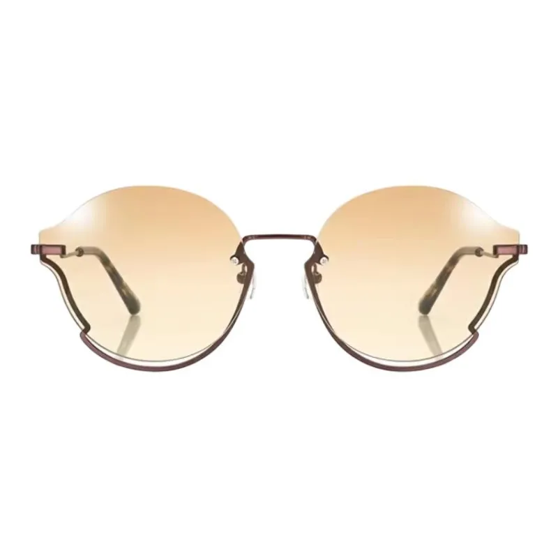 JINS Metal Irregular Shape Sunglasses Women's Brown-1