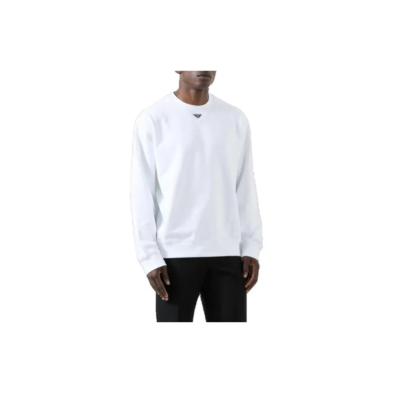 PRADA Logo plaque Cotton Sweatshirt-4