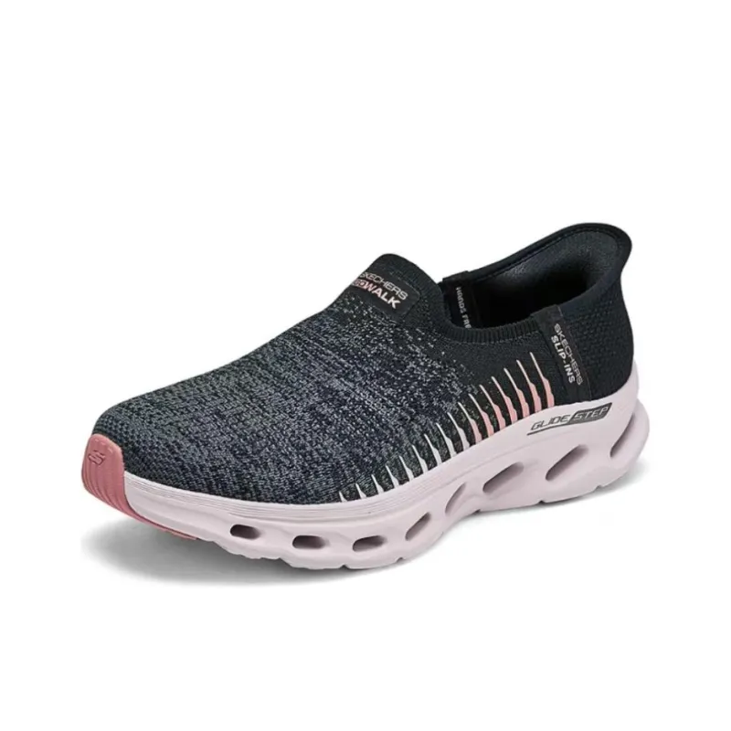 Skechers WOMEN'S GO WALK Anti Slip Wear Resistant Low Top Casual Shoes Women's Black Pink-1