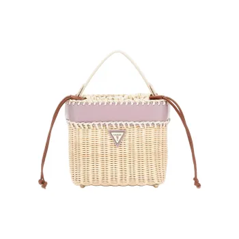 GUESS Artificial Leather Bucket Bags Handbags Regular Women's Beige & Purple