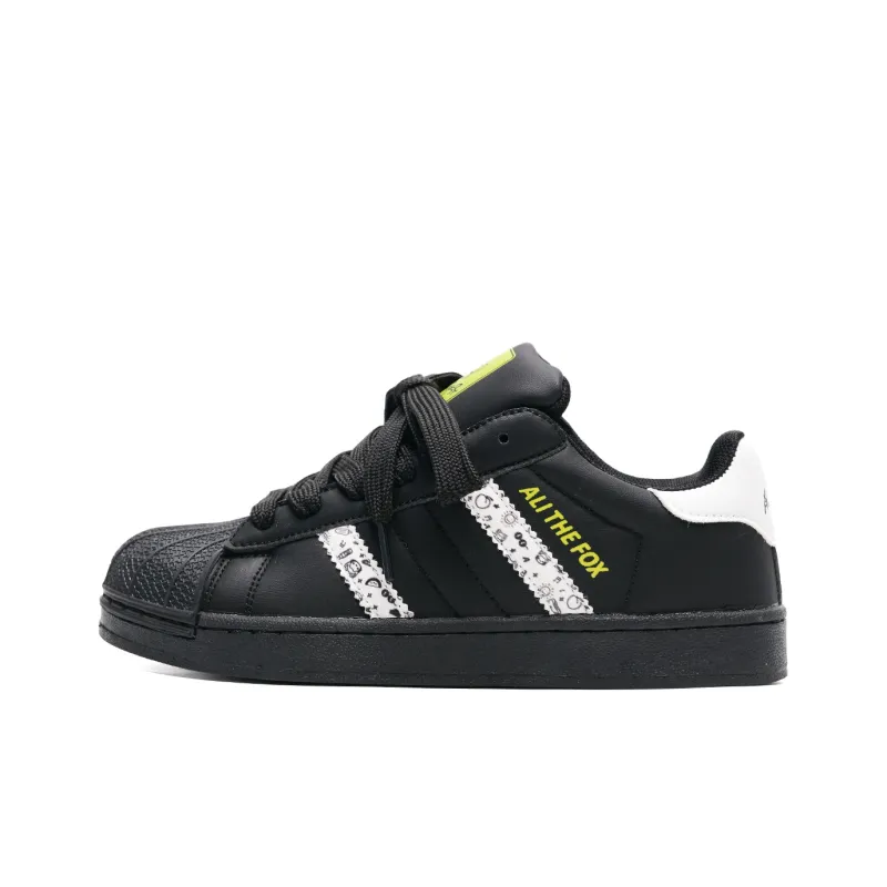 ALI THE FOX Slip Resistant Cushioning Wear Resistant Lightweight Low Top Skateboard Shoes Unisex Black-3
