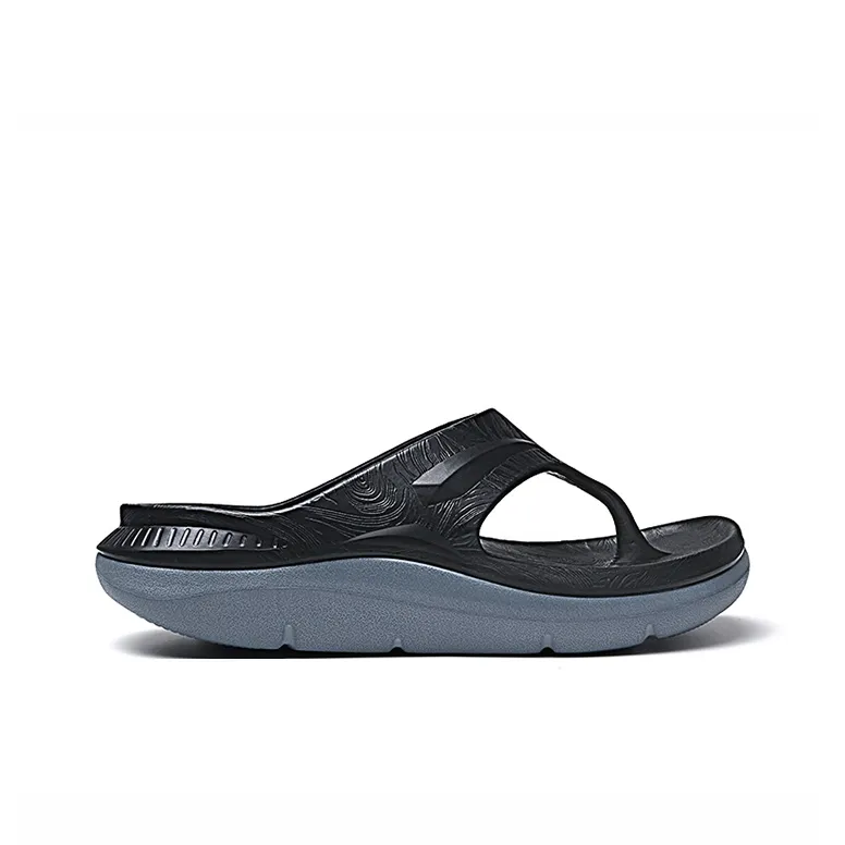 ENBO Quiet Abrasion Resistant Slip Resistant Flip Flops Men's Gray Black-1