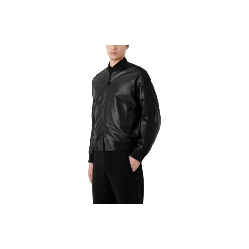 EMPORIO ARMANI Leather Jacket Men's Black-2