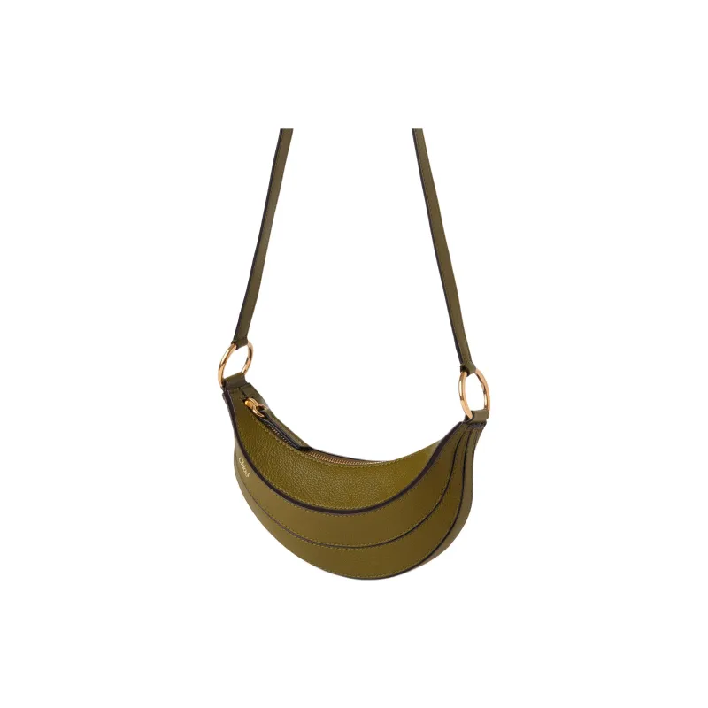 Chloe Grain Calfskin Shoulder Bag, Crossbody Bag Women's Olive Green-1