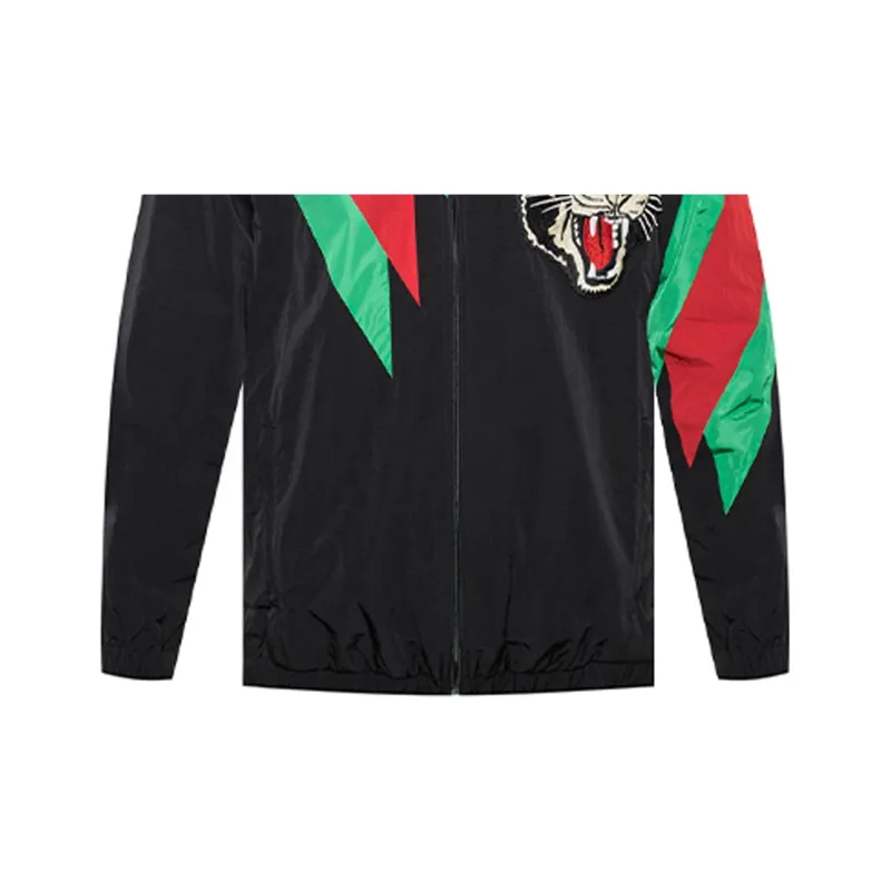 GUCCI Embroidered Contrast Stripe Logo Track Jacket-5