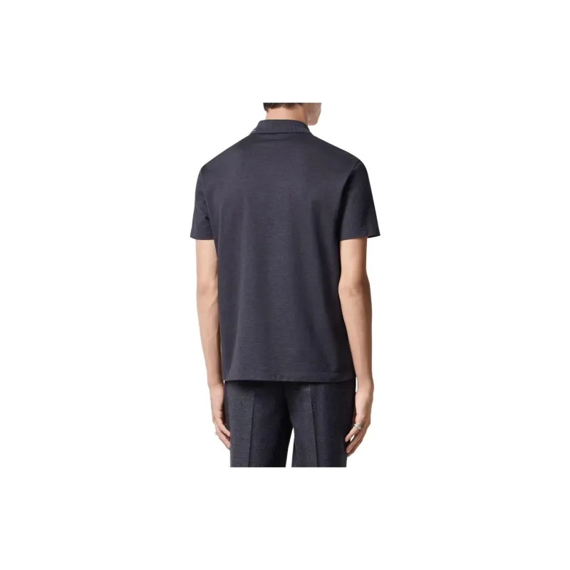 VERSACE Logo embroidered Cotton Polo Shirt-1