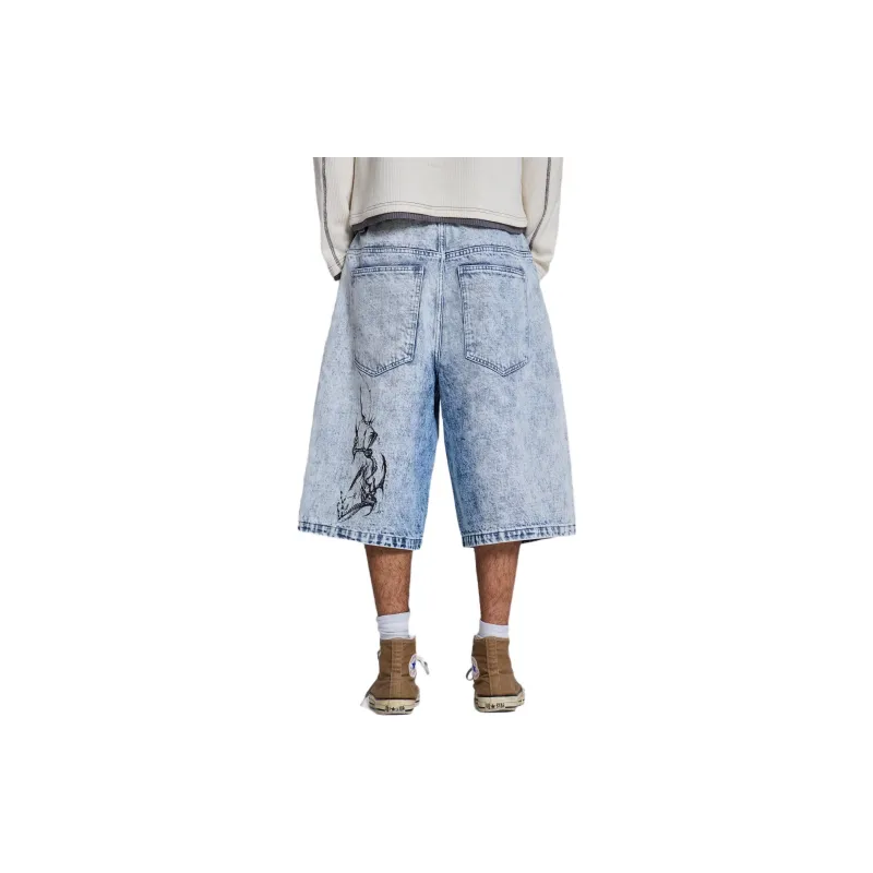 Jaded London Denim Shorts Unisex Light Blue-2